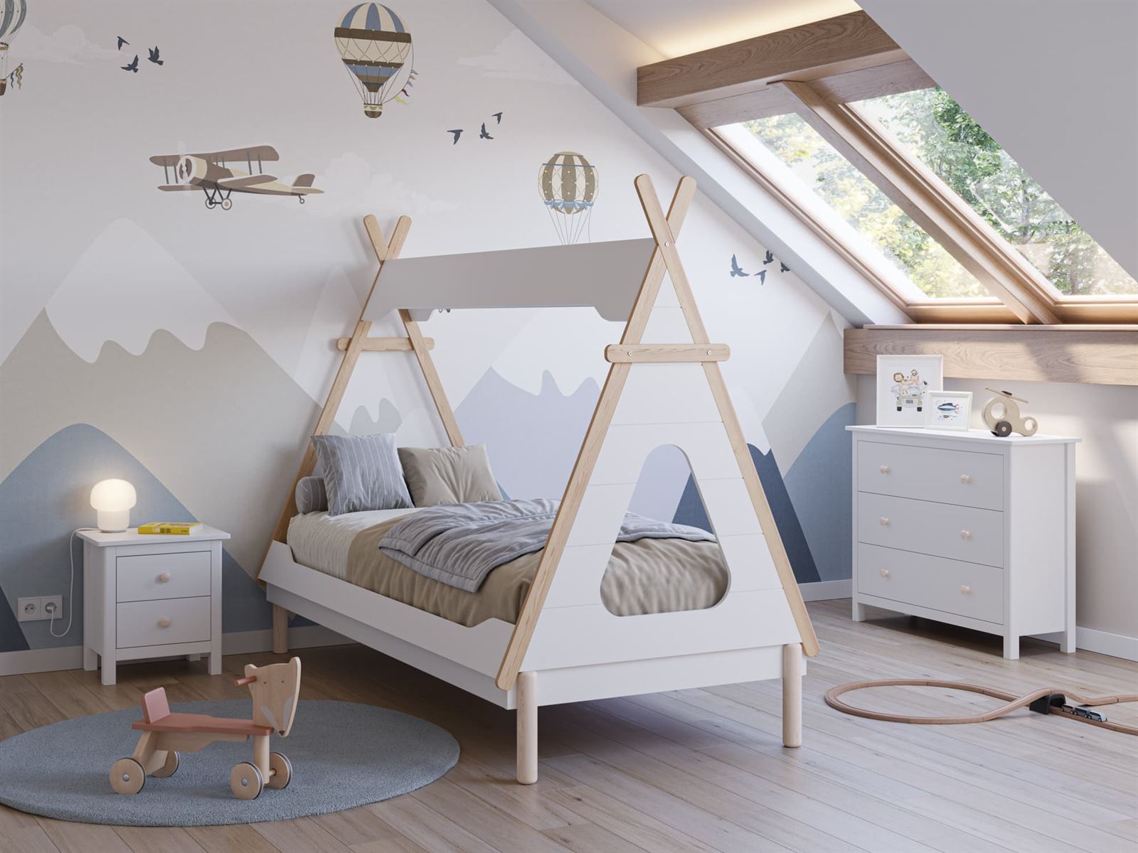 Cabaña tipi y cómoda infantiles - Imagen 1